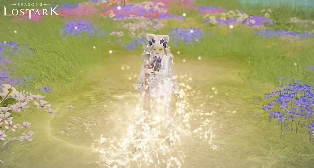 An Artist paints on the ground, summoning magic power via Lost Ark (2019), Amazon Games