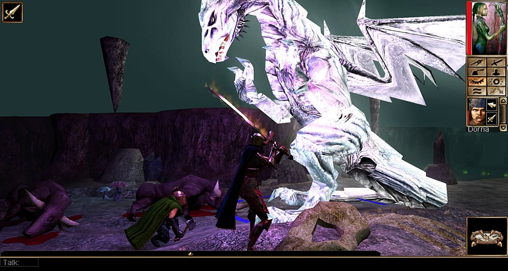Players desperately fight a White Dragon via Neverwinter Nights: Enhanced Edition (2019), Beamdog