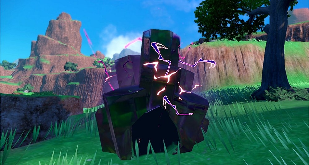 A Black Tera Crystal crackles with ominous sparks via Pokémon Scarlet & Violet (2022), Nintendo