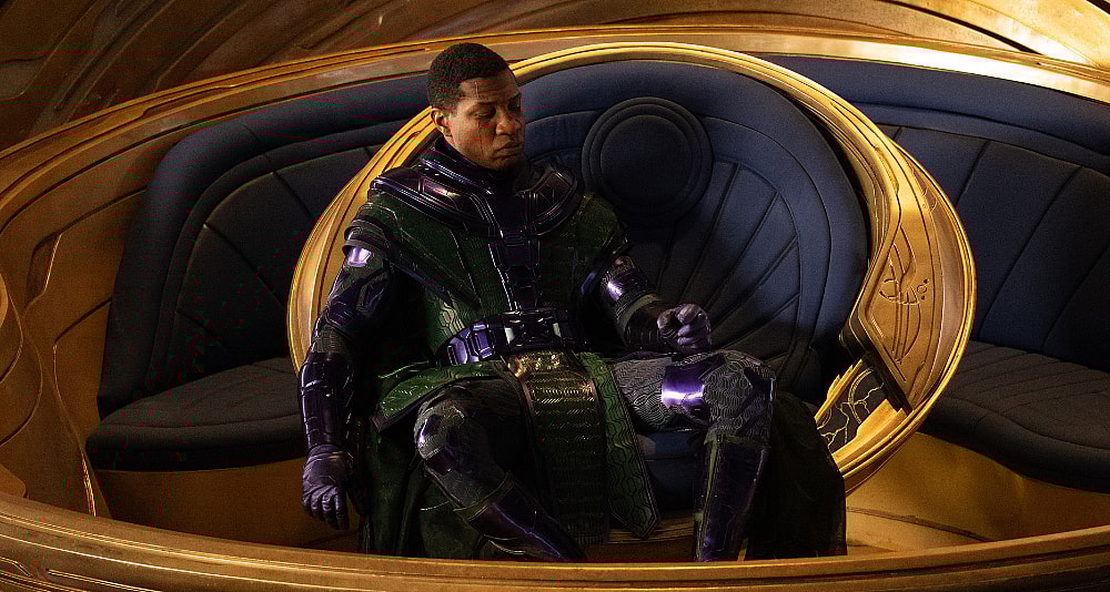 Jonathan Majors as Kang The Conqueror in Marvel Studios' ANT-MAN AND THE WASP: QUANTUMANIA. Photo by Jay Maidment. © 2022 MARVEL.