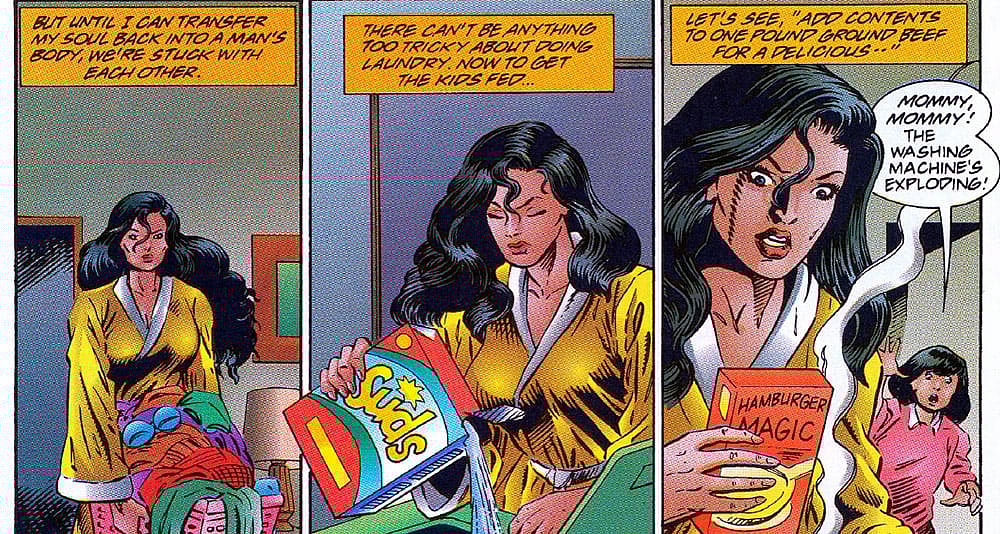 Lukasz struggles with motherly duties in 'Mantra, Issue #11,' from Malibu Comics