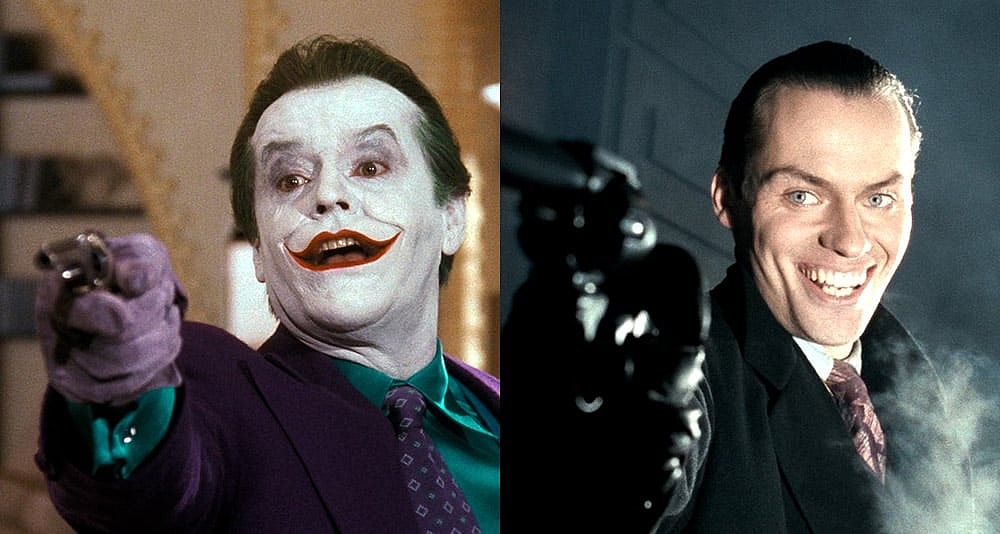 A comparison of an older and younger Jack Napier in 'Batman' (1989), Warner Bros. Pictures