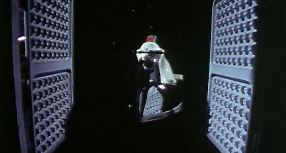 Ham Salad's "ship" enters a "space station" in in 'Hardware Wars' (1978), Pyramid Films