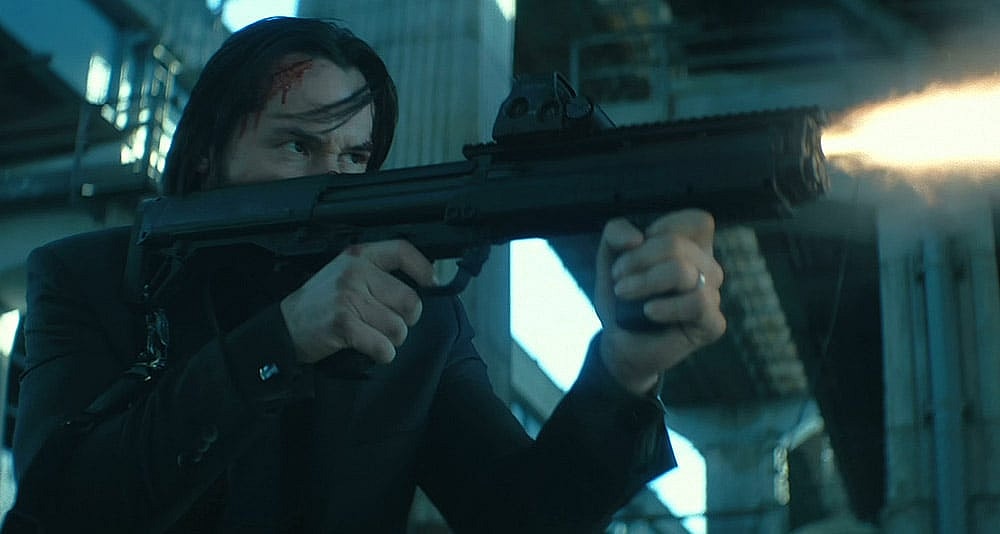 John fires at Viggo's vehicle in 'John Wick' (2014), Lionsgate