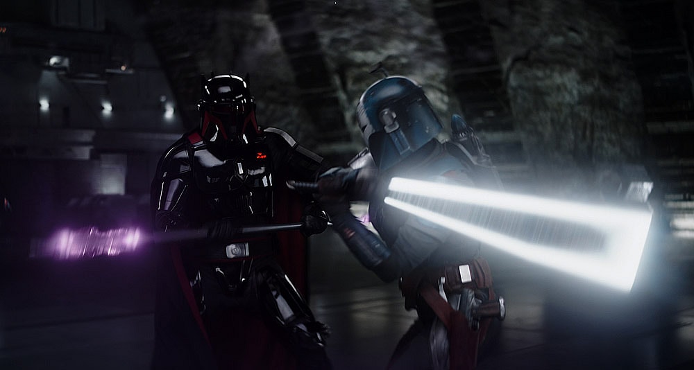 Bo-Katan duels Moff Gideon in 'The Mandalorian' (2023), Disney+