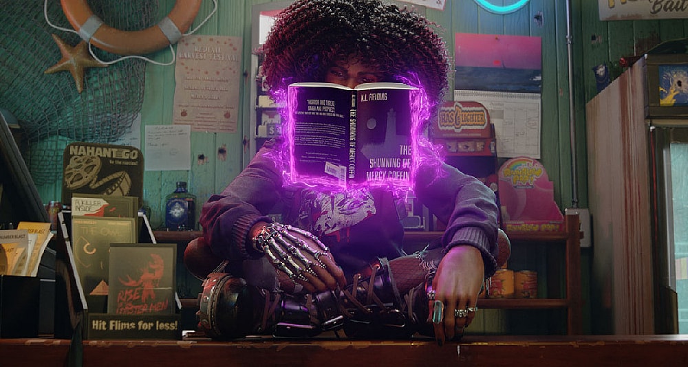 Layla Ellison (Queen Noveen) studies up in Redfall (2023), Microsoft