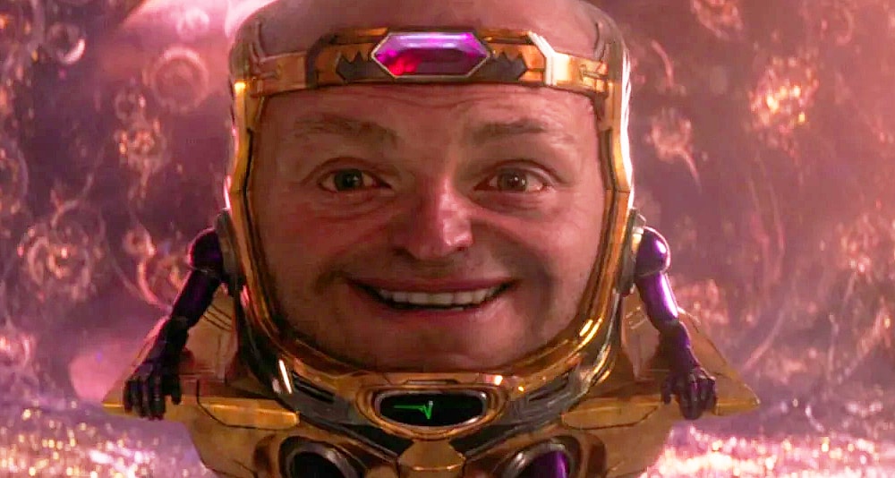 M.O.D.O.K. (Corey Stoll) attempts to kill Cassie Lang (Kathryn Newton) in Ant-Man and the Wasp: Quantumania (2023), Marvel Entertainment