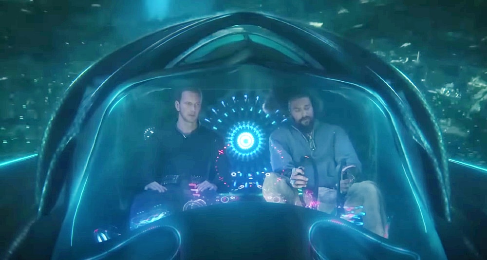 Arthur (Jason Momoa) and Orm (Patrick Wilson) team up to find Black Manta (Yahya Abdul Mateen II) in Aquaman and the Lost Kingdom (2023), Warner Bros. Pictures