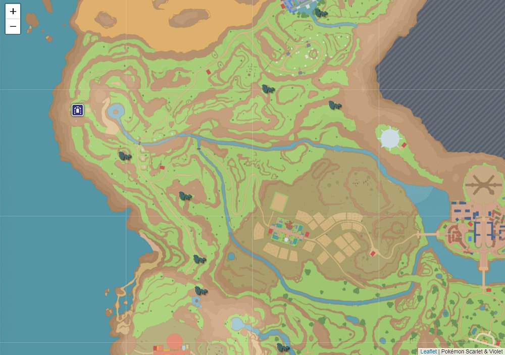 The locations of the Green Ominous Stakes in Pokémon Scarlet & Violet via Serebii