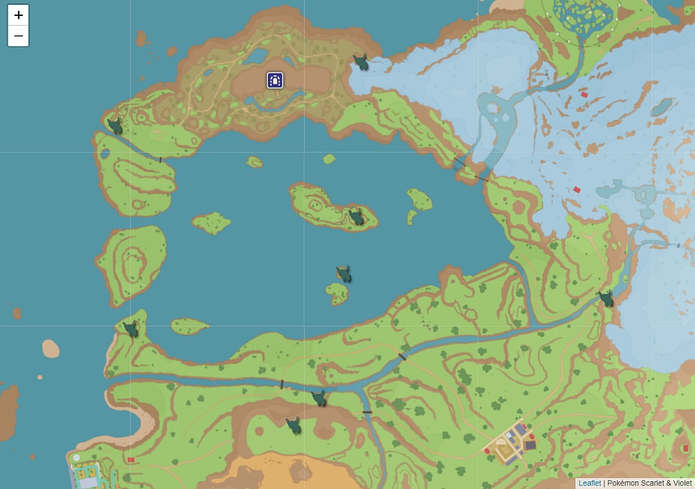 The locations of the Green Ominous Stakes in Pokémon Scarlet & Violet via Serebii