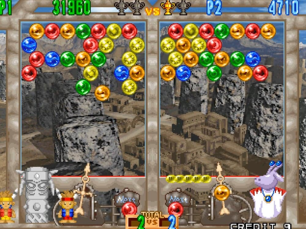 Two players battle it out in 'Puzzle Bobble 4', Taito