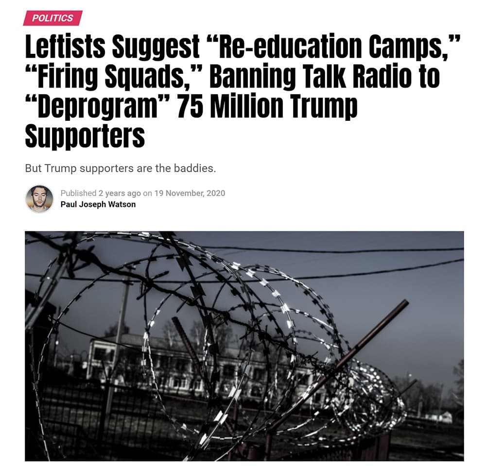 Summit headline about violent Left-wing rhetoric against political opponents, via Summit.news.