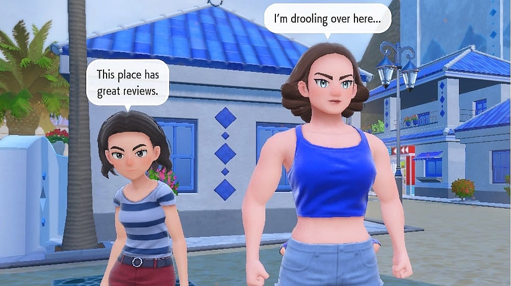 A few Paldean locals introduce themselves in Pokémon: Scarlet and Violet (2022), The Pokémon Company. 