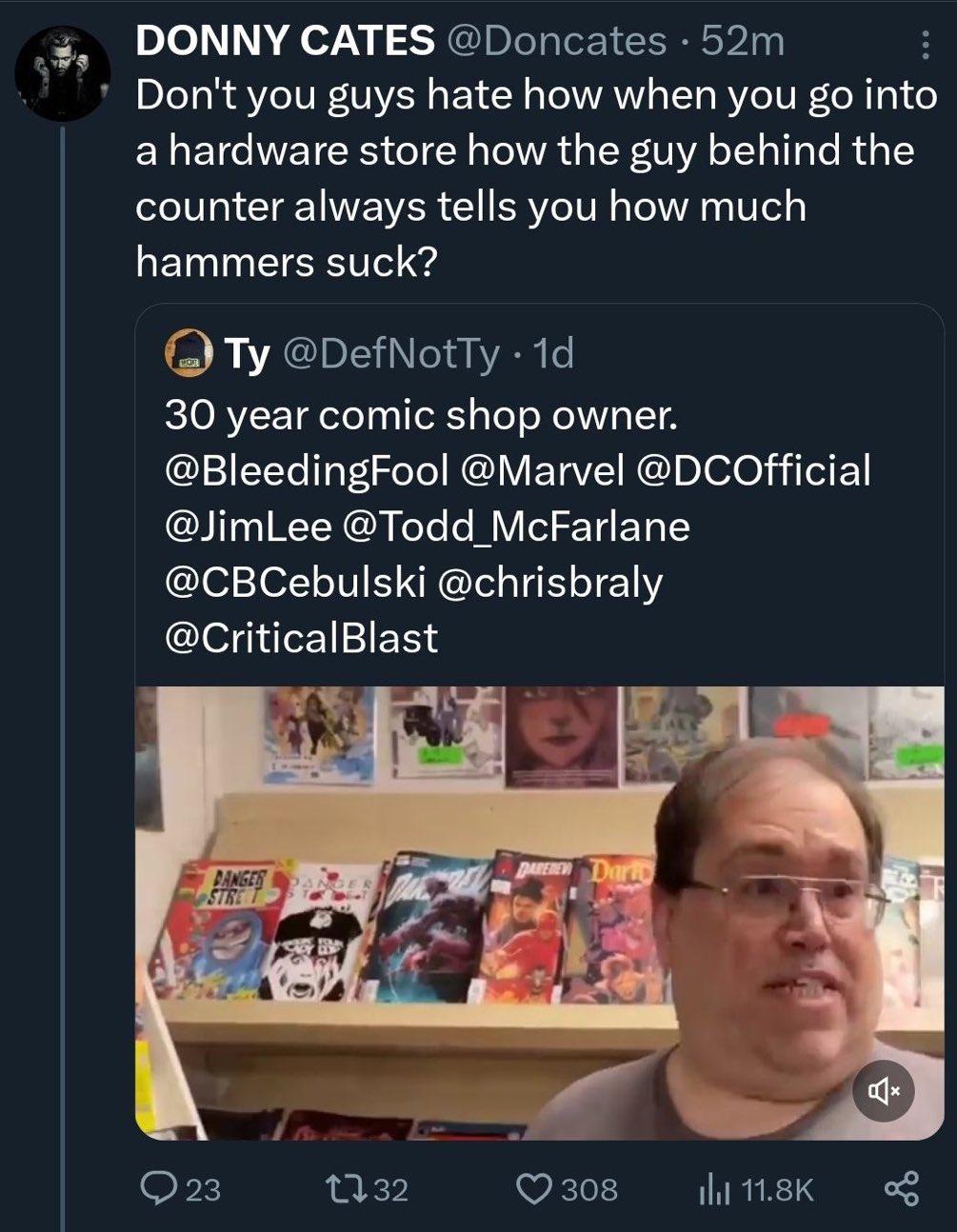 Donny Cates weighs in on The Comic Palace owner Glenn O'Leary's criticism of the industry