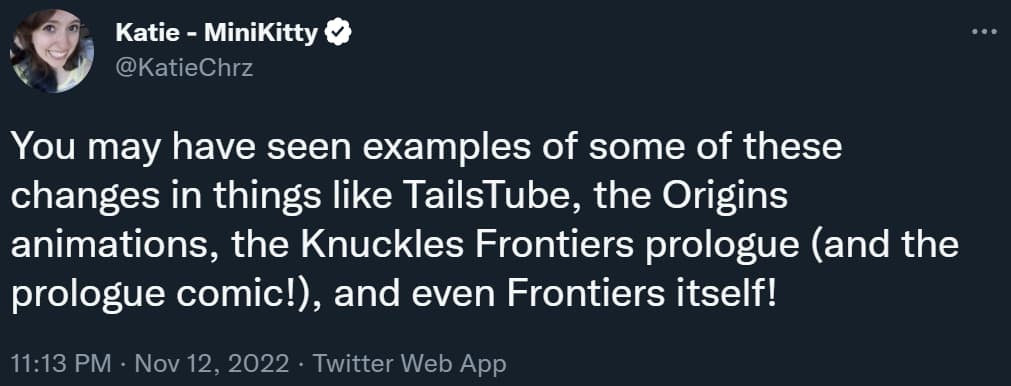 Katie Chrzanowski discusses the Associate Lore Manager role for Sonic the Hedgehog on Twitter