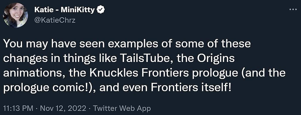 Katie Chrzanowski discusses the Associate Lore Manager role for Sonic the Hedgehog on Twitter