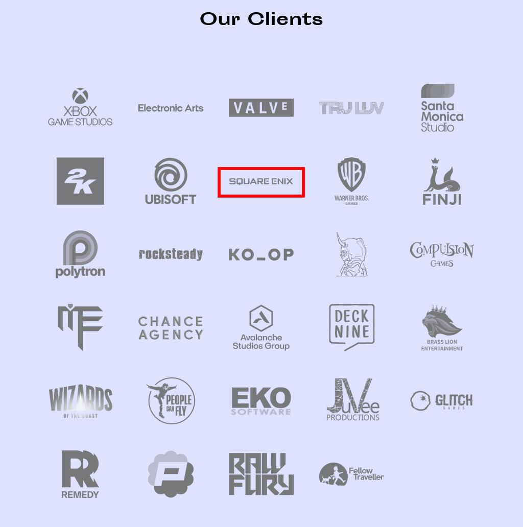 An archive of Sweet Baby Inc.'s official website shows Square Enix as an active client as late as August 2024.