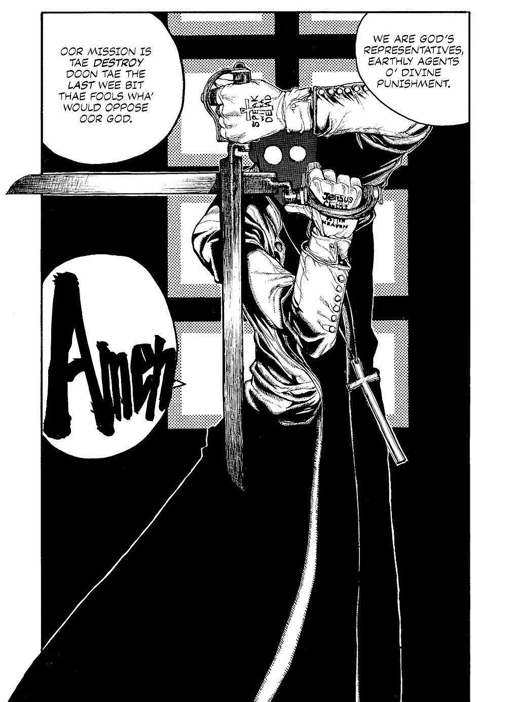 Father Alexander Anderson defends Catholic Church territory in Hellsing Ch. 4 "Sword Dancer 1"