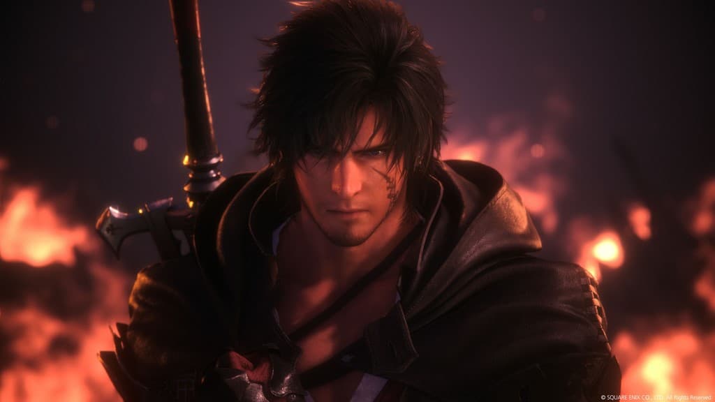 Clive Rosfield (Yuma Uchida) backed by flames via Final Fantasy XVI (2023), Square Enix