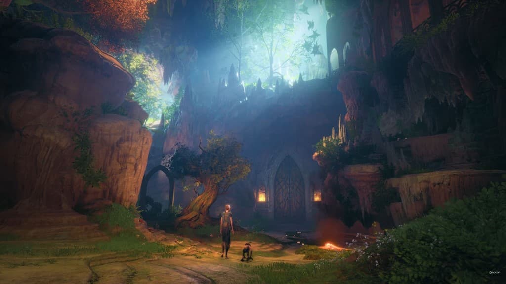 Gollum and an Elven woman walk through the Woodland Realm in The Lord of the Rings: Gollum (2023), Nacon, Daedalic Entertainment