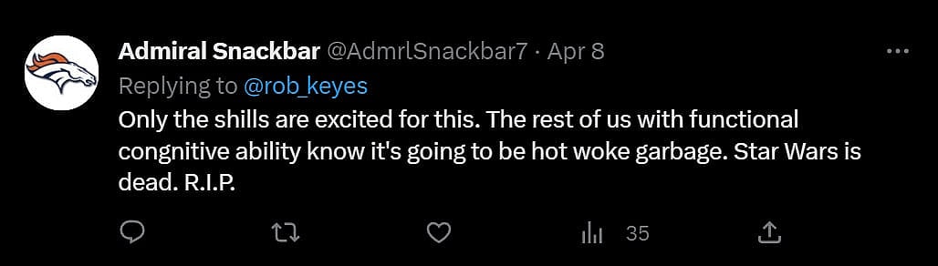 Admiral Snackbar shares his thoughts on new 'Star Wars' project announcements on Twitter