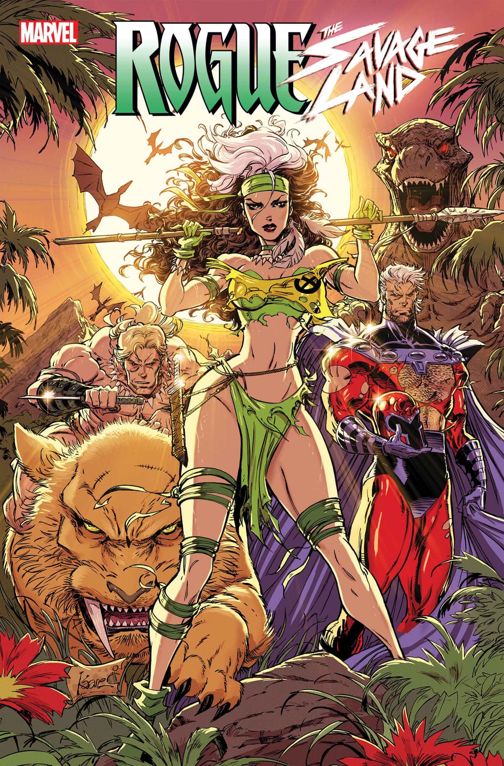 Rogue, Ka-Zar, Zabu and Magneto reunite once again on Kaare Andrew's cover to Rogue: The Savage Land Vol. 1 #1 (2025), Marvel Comics