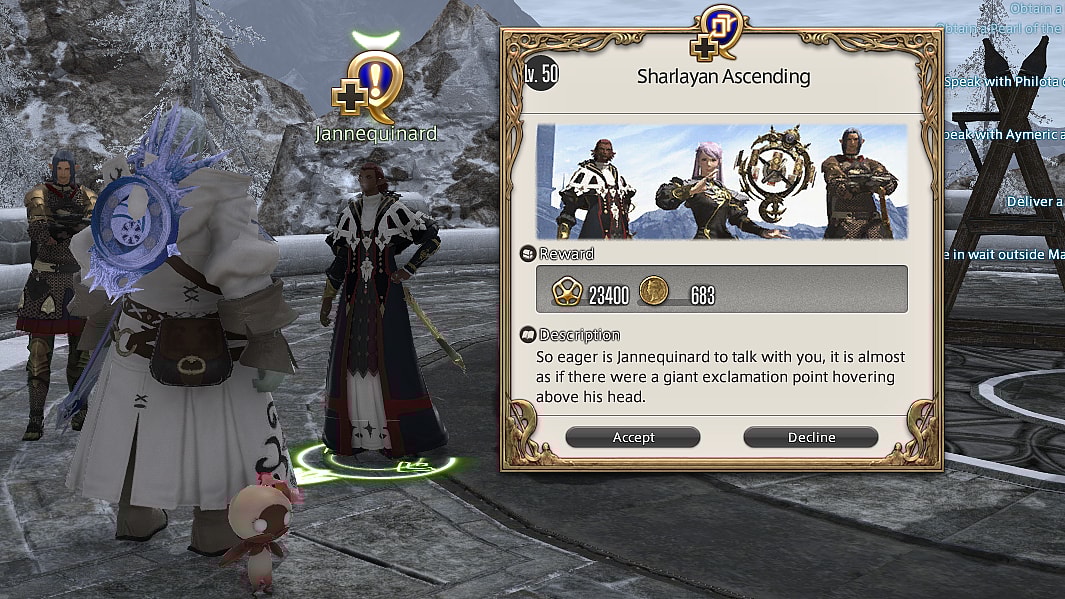 A Roegadyn Astrologian talks Jannequinard for a Feature Quest in Final Fantasy XIV: Endwalker (2021), Square Enix
