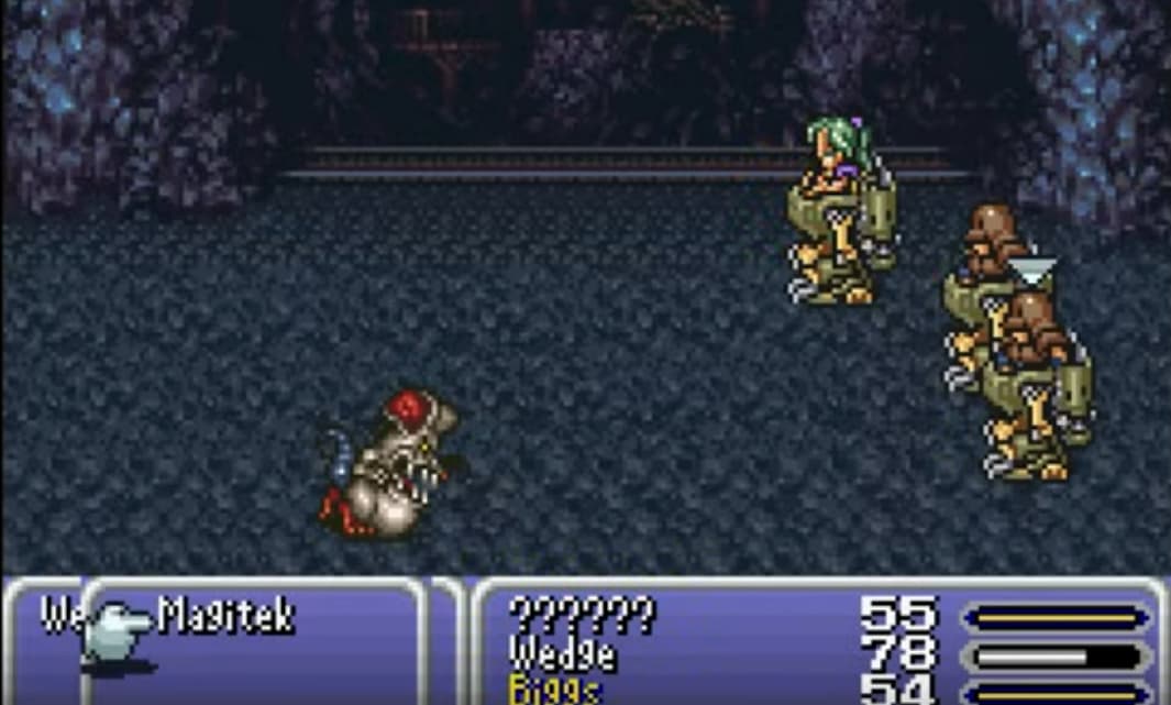 ???, Wedge, and Biggs battling in a cave, Final Fantasy VI Walkthrough Part 1 - Terra, Locke & The Empire: The Age Of Magic Returns via @Dansg08 in YouTube