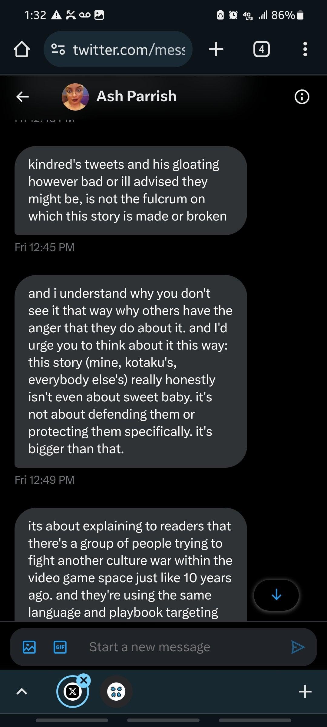 The Verge's Ash Parrish explains to @YourReadThisWR1 her reason for omitting Chris Kindred's involvement in the Sweet Baby Inc. discourse
