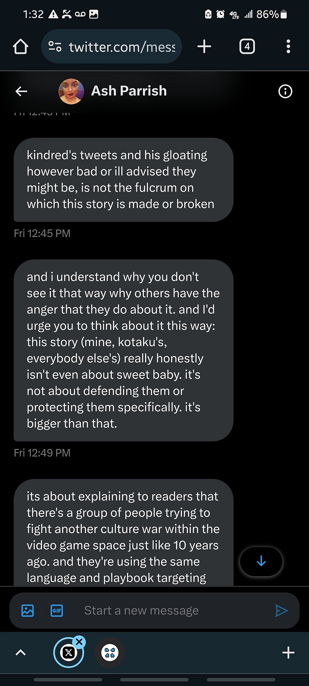 The Verge's Ash Parrish explains to @YourReadThisWR1 her reason for omitting Chris Kindred's involvement in the Sweet Baby Inc. discourse