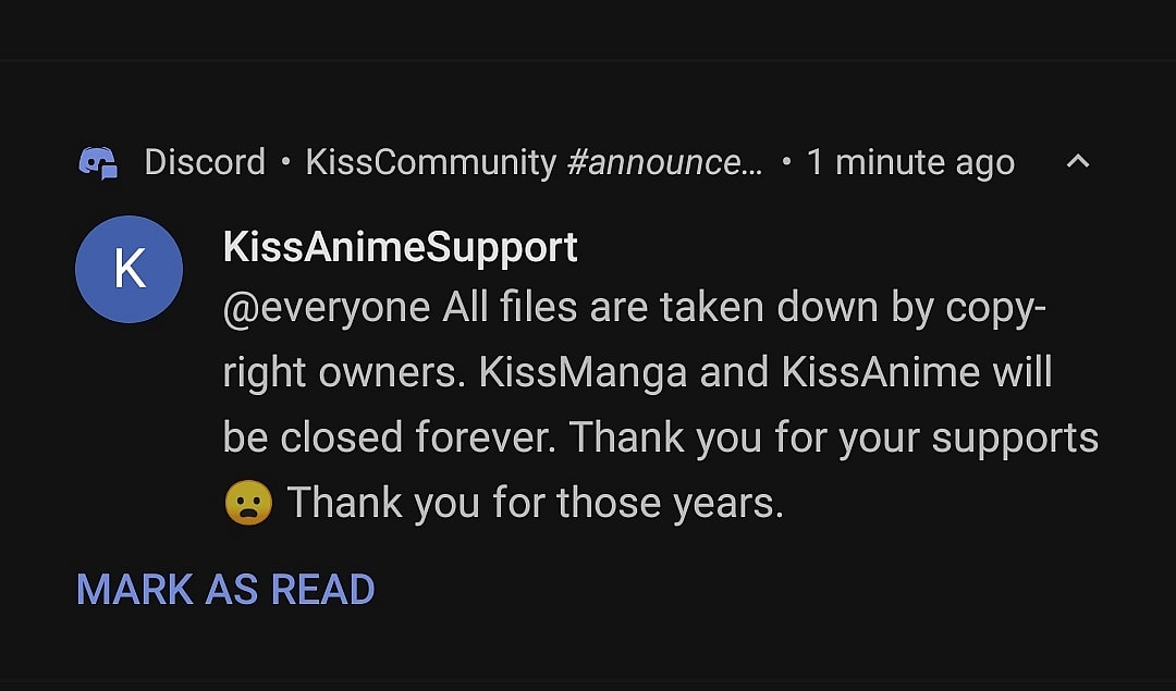 Pirate Anime Streaming Site Kissanime Shuts Down As Japan Cracks Down on Piracy