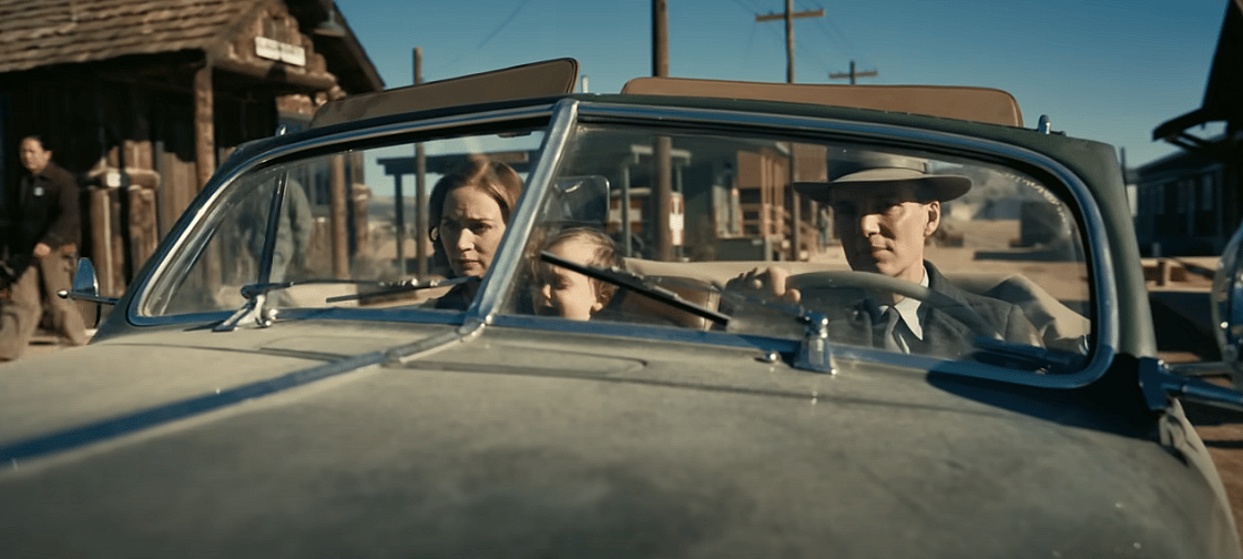 Emily Blunt as Katherine 'Kitty' Oppenheimer and Cillian Murphy as J. Robert Oppenheimer in Oppenheimer (2023), Universal Pictures