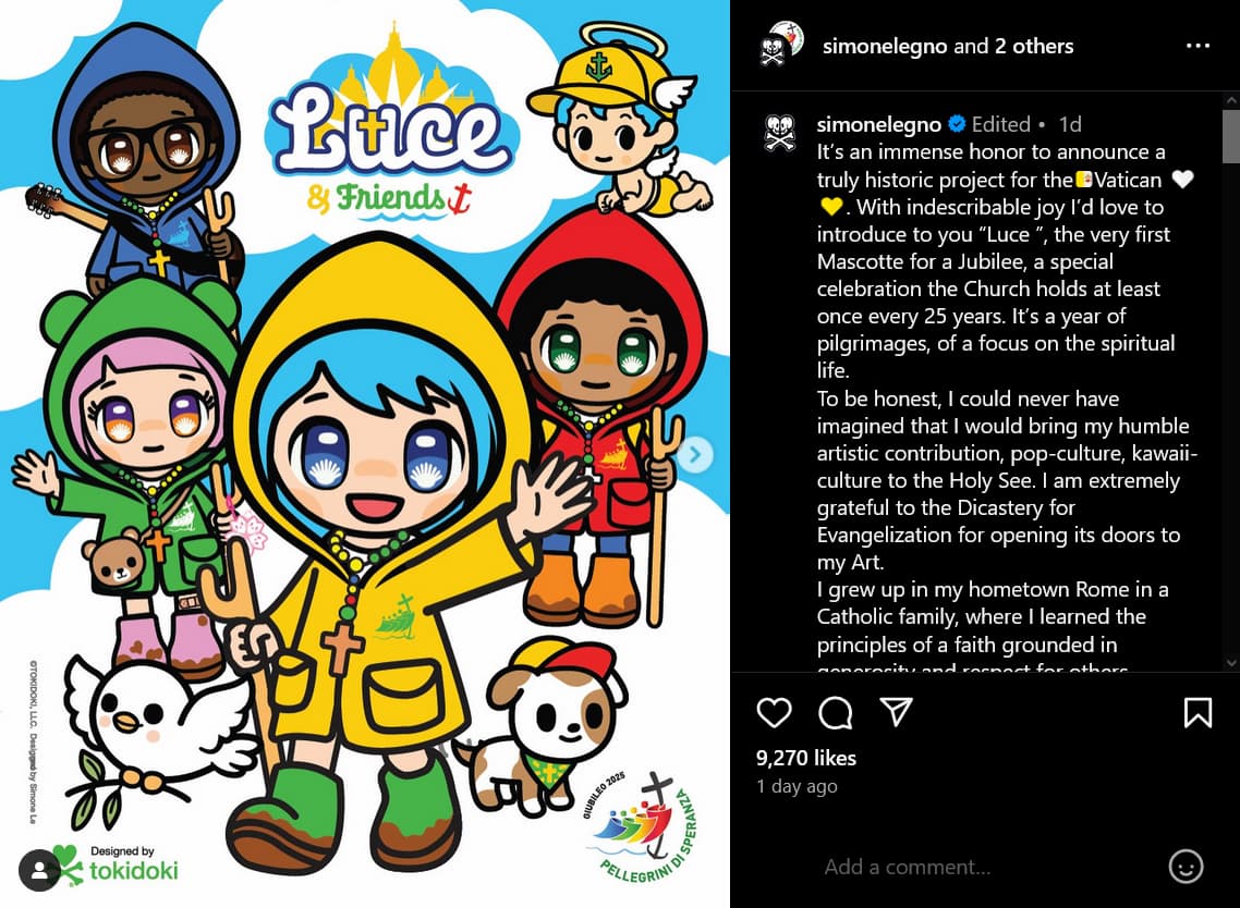 Tokidoki artist Simon Legno introduces the Vatican's new mascot, Luce.