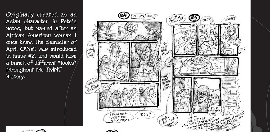 Kevin Laird weighs in on the debate regarding April O'Neil's intended ethnicity in his Teenage Mutant Ninja Turtles Artobiography (2013), IDW