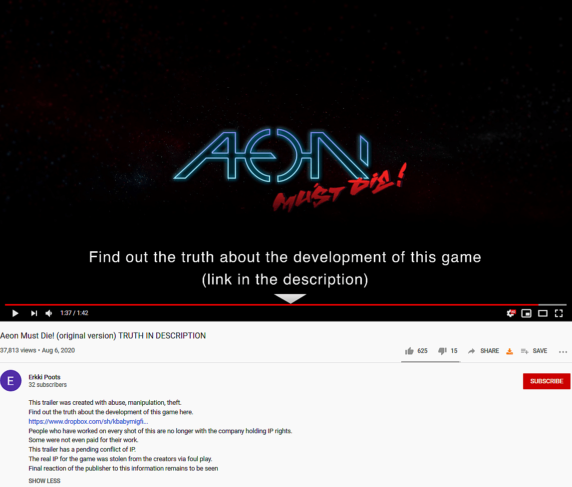 Aeon Must Die! Devs Claim Trailer “Created With Abuse, Manipulation, Theft”, Staff Subjected to “Unbearable Work Conditions”