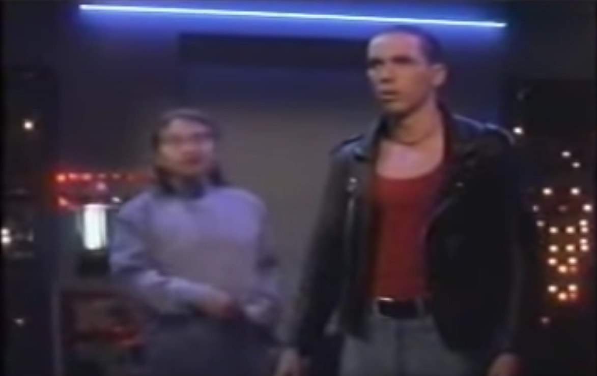 Adam Steele (Jason David Frank) prepares to transform into Cybertron for the first time in the original pilot for Cybertron (1993), Saban Entertainment via YouTube