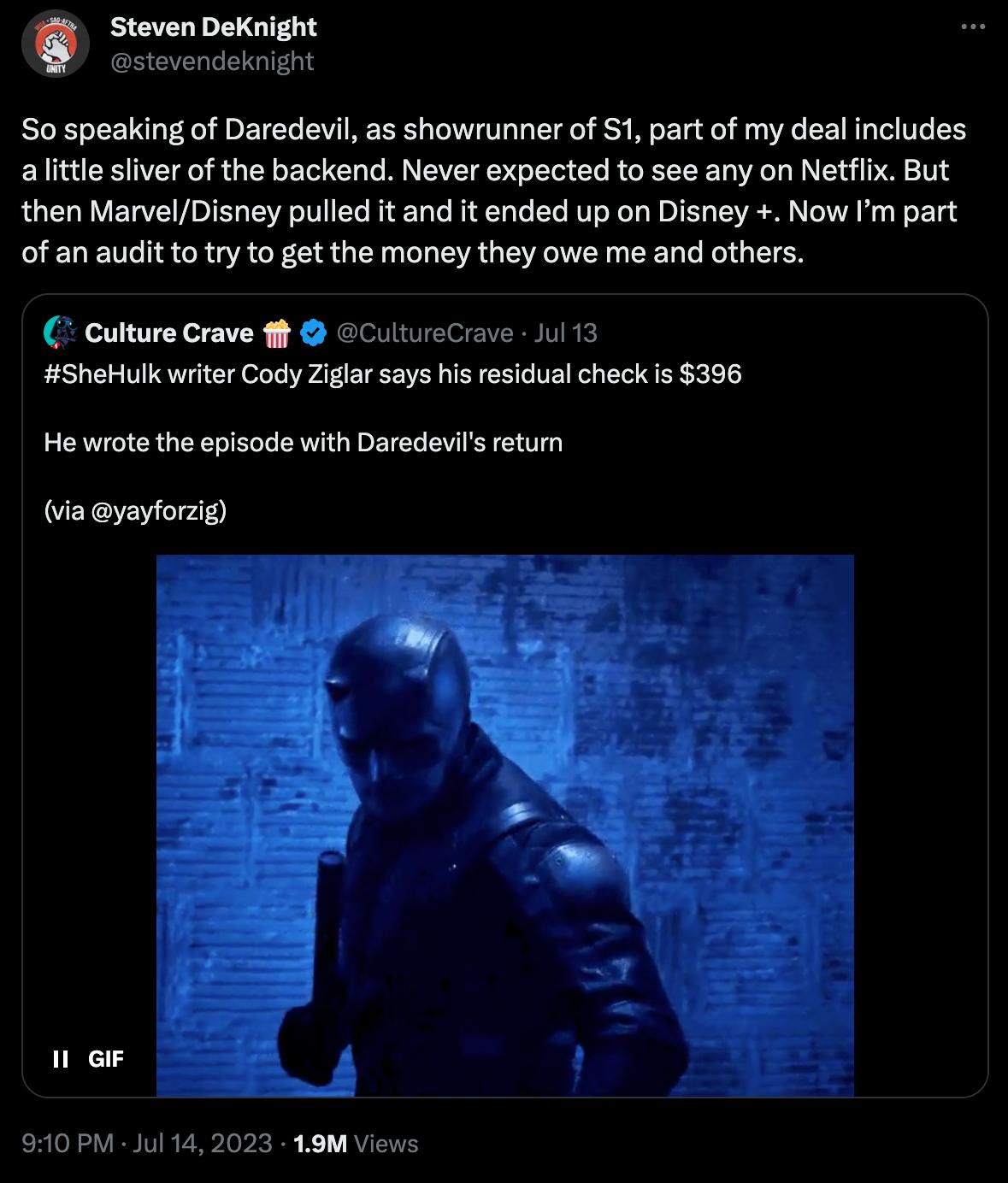 Steven DeKnight claims he's still owed residuals from Netflix and Disney via Twitter