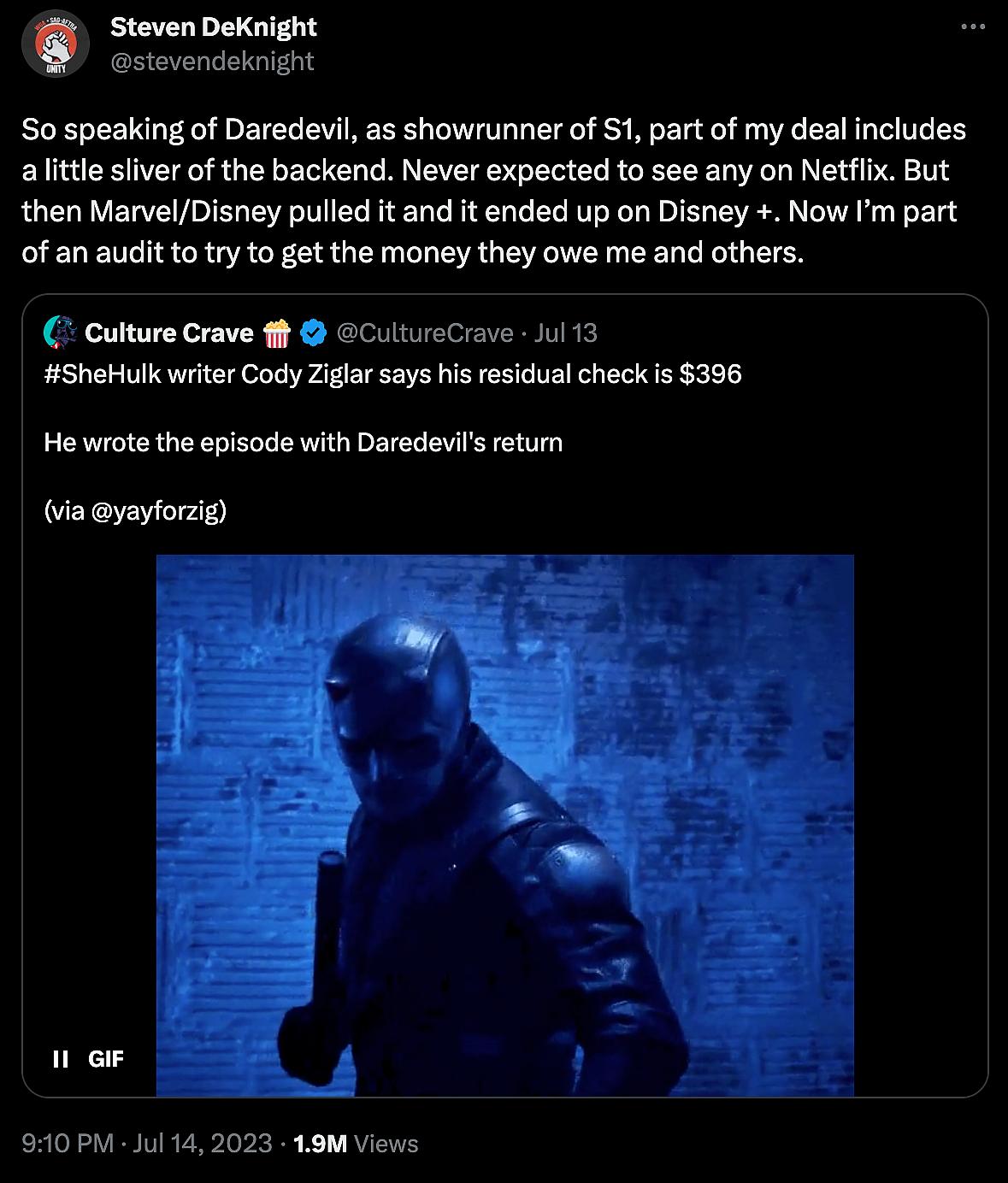 Steven DeKnight claims he's still owed residuals from Netflix and Disney via Twitter