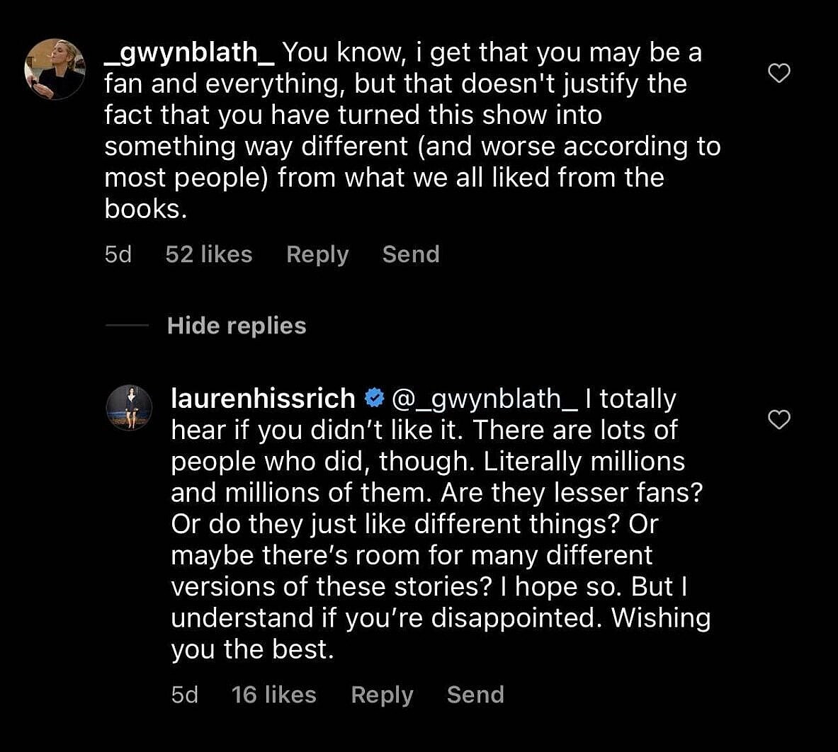 Lauren Hissrich via Instagram