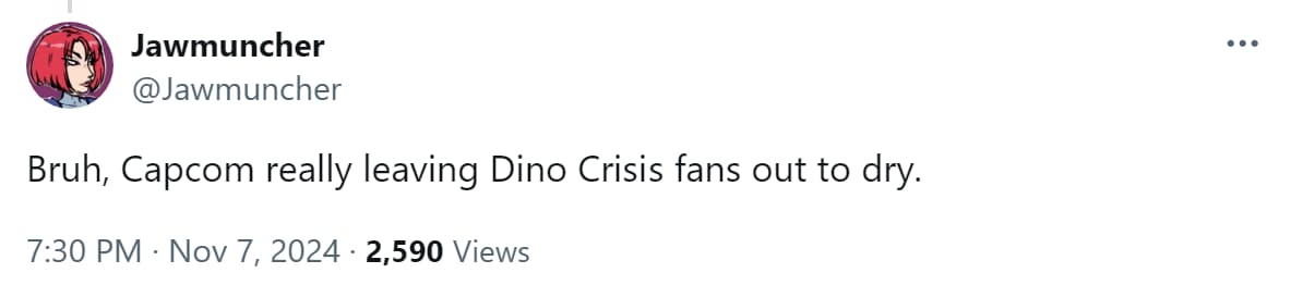 Fans express disappointment at Capcom's decision to green-light an animated 'Devil May Cry' series over a 'Dino Crisis' one.