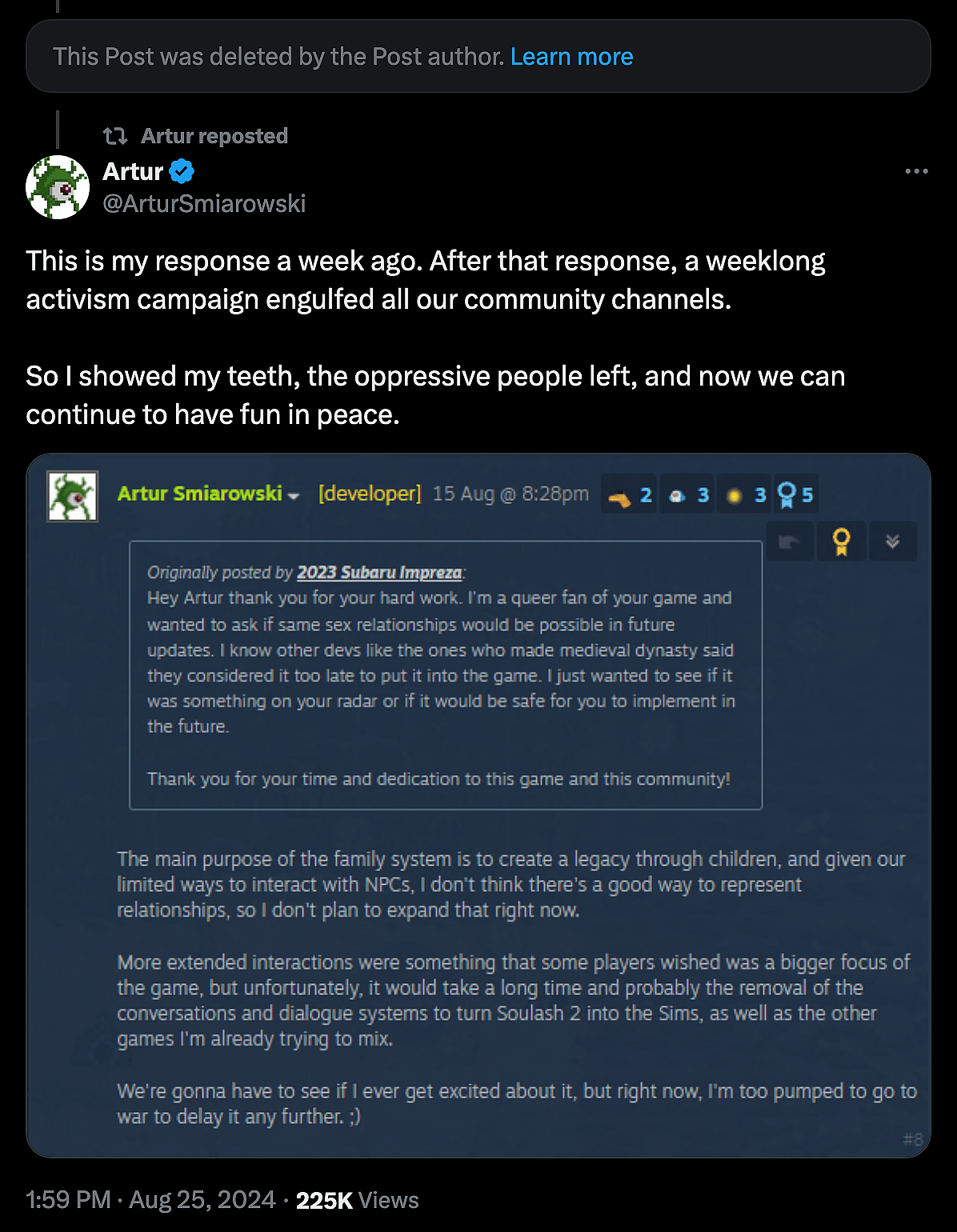 'Soulash II' dev Artur Smiraowski discusses his decision to not include same-sex marriages in the game.