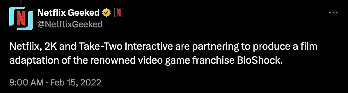 Netflix announces their live-action 'BioShock' film.