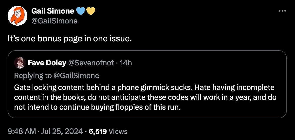 'Uncanny X-Men' writer Gail Simone defends Marvel Comics' new first issue QR code gimmick for its From The Ashes relaunch.