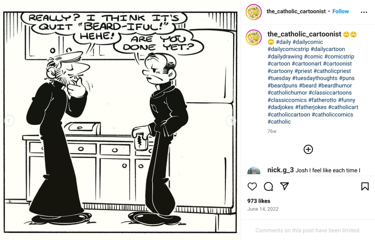 Joshua Masterson, Catholic Cartoonist Instagram