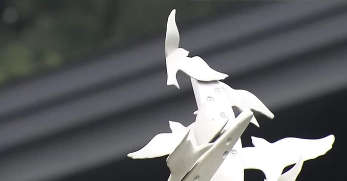 The top of the Kyoto Animation memorial, erected in remembrance of arson attack victims