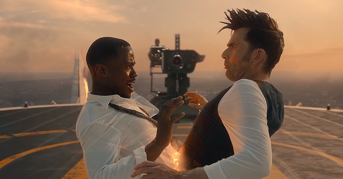 The Doctor (David Tennant and Ncuti Gatwa) bi-generates in the "Doctor Who" episode "The Giggle" (2023), BBC