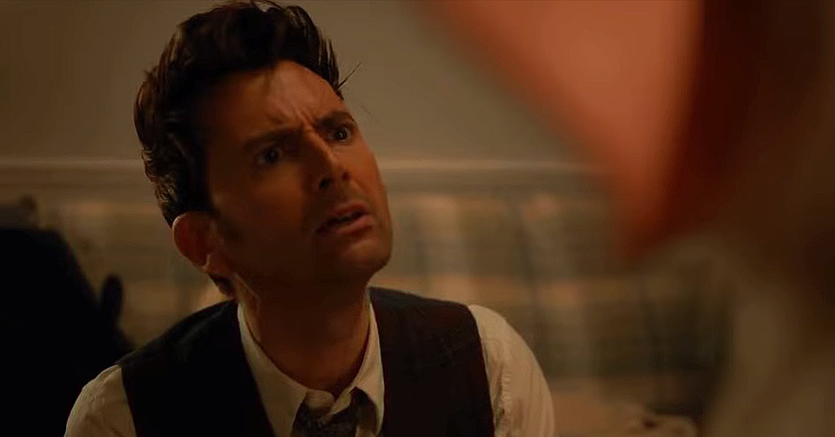 The Doctor (David Tennant) discusses preferred pronouns with an alien creature in the "Doctor Who" episode "The Star Beast" (2023), BBC