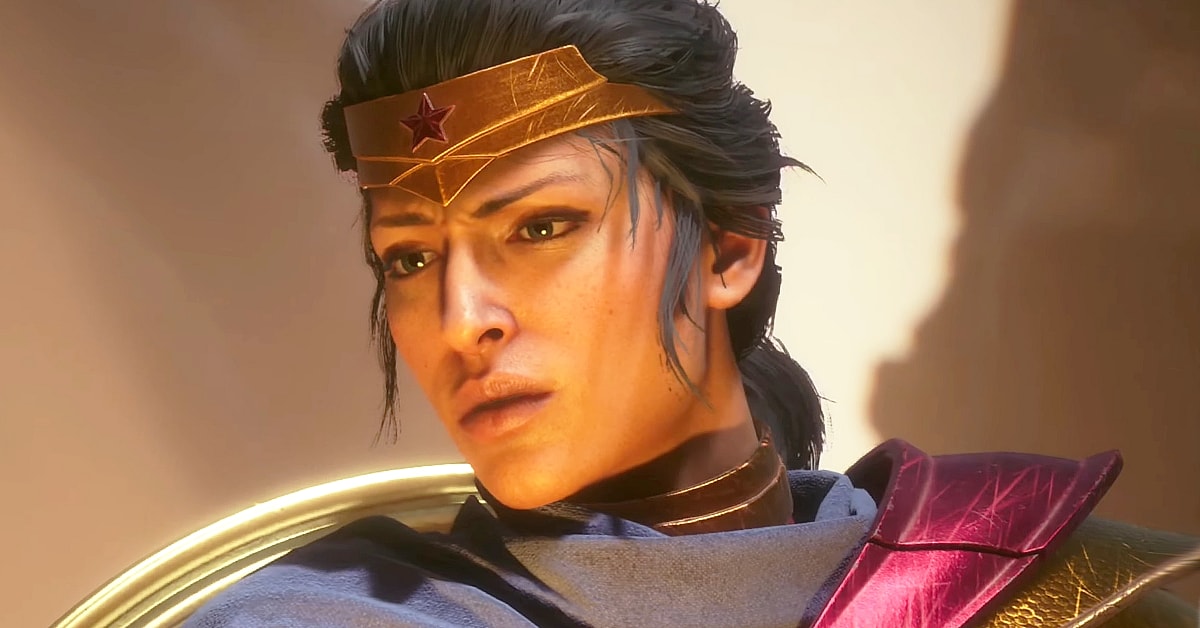 Wonder Woman (Susan Eisenberg) uses her Lasso of Truth on The Flash (Scott Porter) in Suicide Squad: Kill the Justice League (2024), Rocksteady Studios