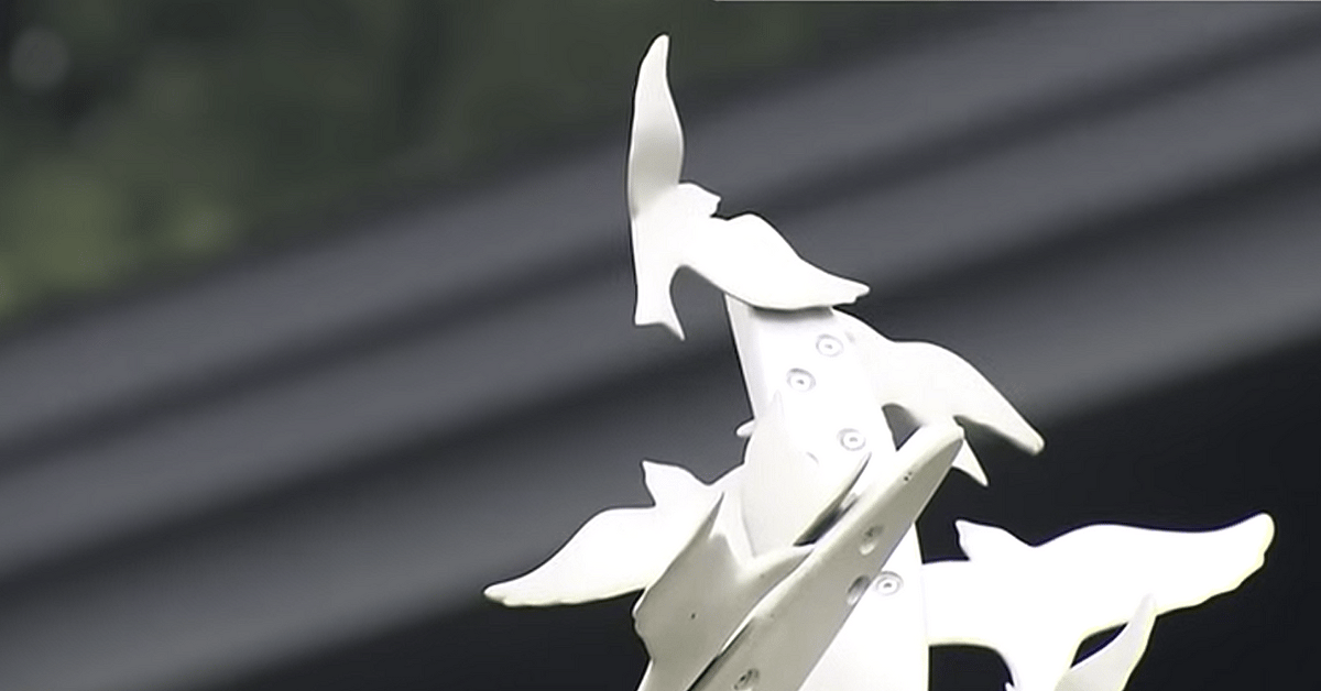 The top of the Kyoto Animation memorial, erected in remembrance of arson attack victims