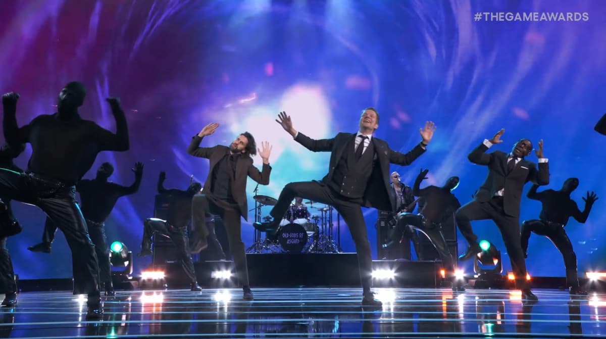 Remedy Entertainment Creative Director Sam Lake, beyond happy to be dancing to Herald of Darkness from Alan Wake 2 at the Game Awards 2023- alongside Ilkka Villi and David Harewood